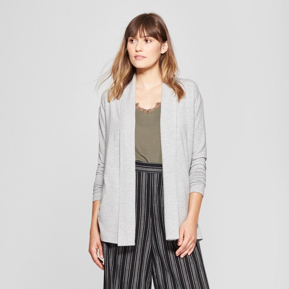 A New Day Open Front Knit Cardigan Light Gray Women's Size XS